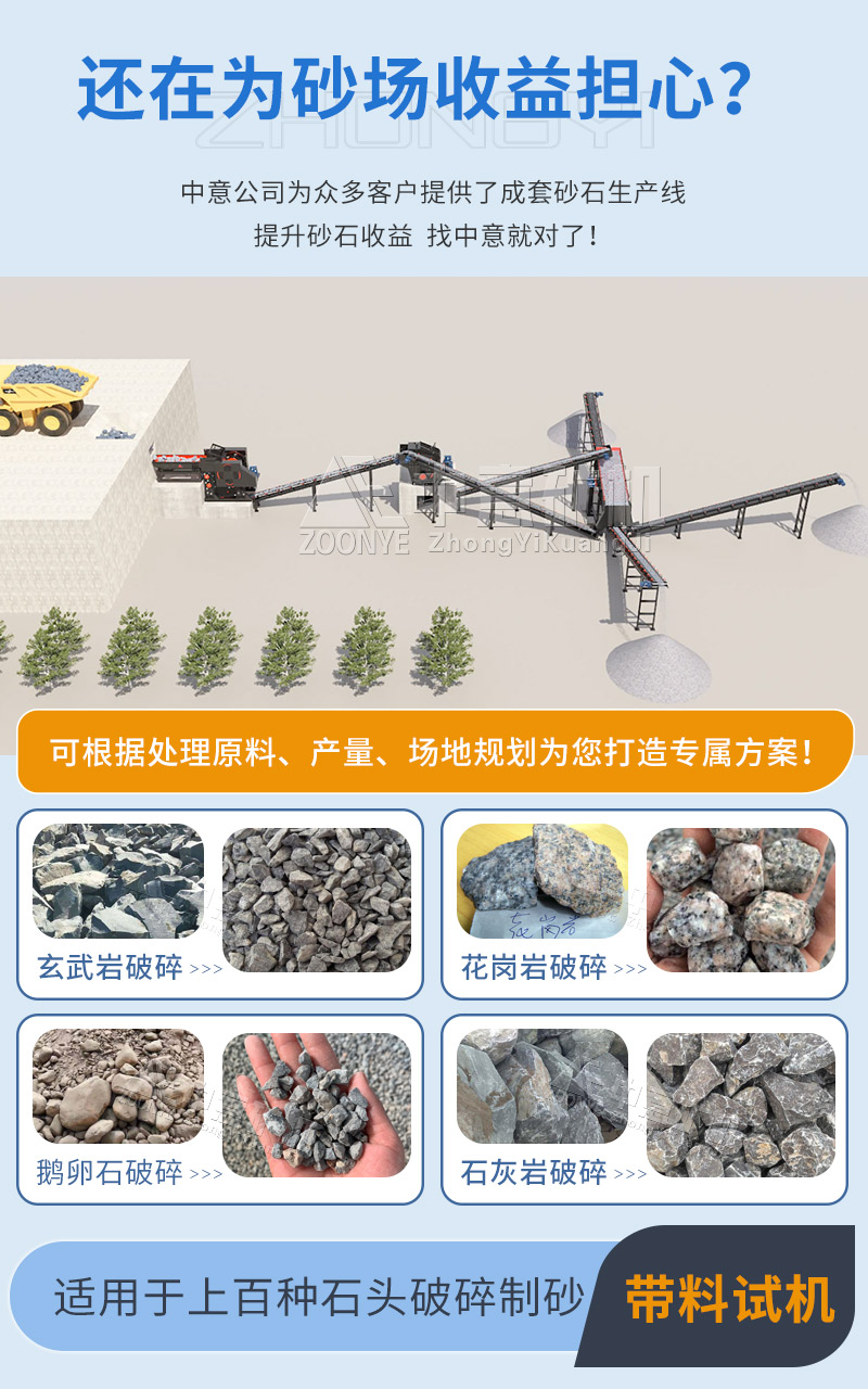 中意砂石料生產線配置及適用物料